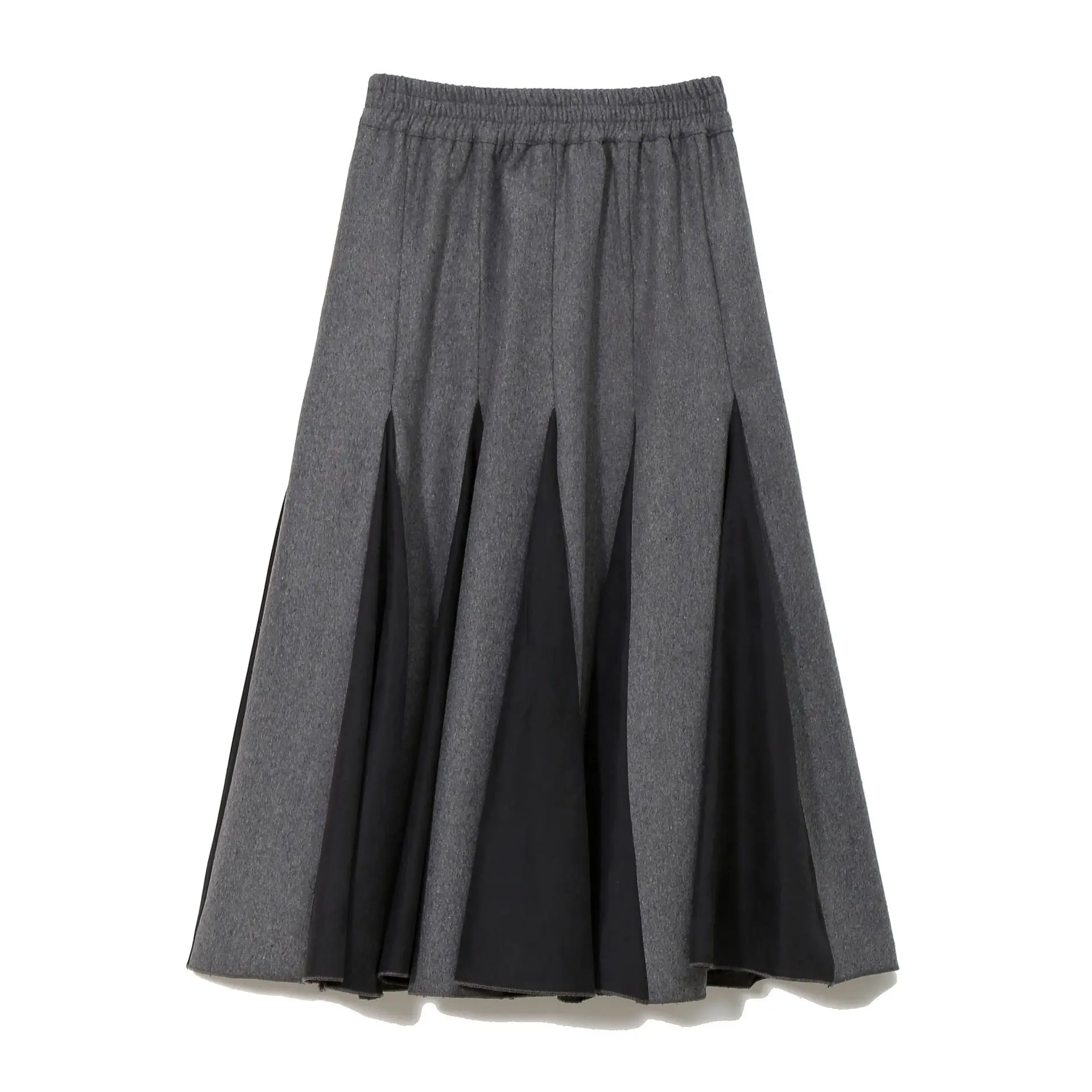 Black- grey Осенне-зимняя женская юбка, элегантная, винтажная, с драпировкой, с высокой талией, шикарная мусульманская одежда, офисная, повседневная, простая, трапециевидная юбка - Цвет: Black- grey