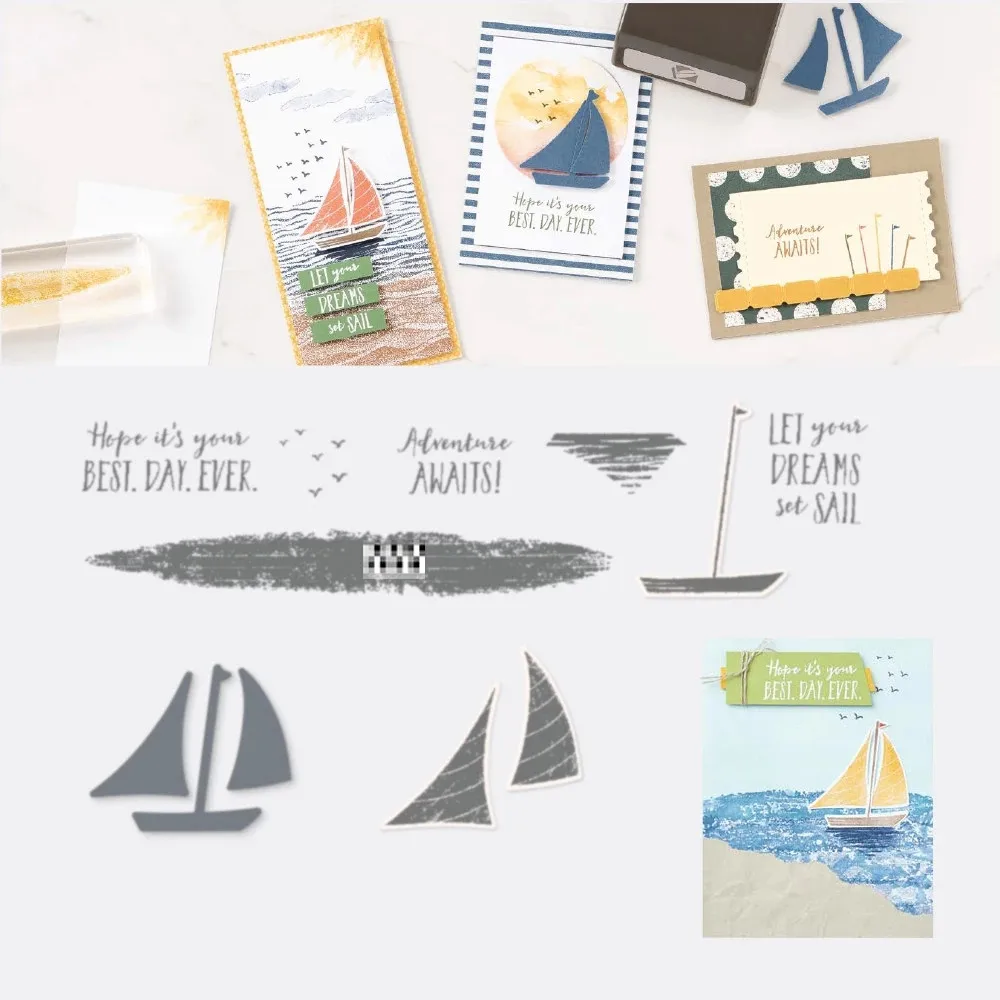 

Sailboat Metal Cutting Dies Clear Stamps Scrapbooking Craft Supplies Diy Make Photo Album Mould Molds Embossing Die Cut New 2022