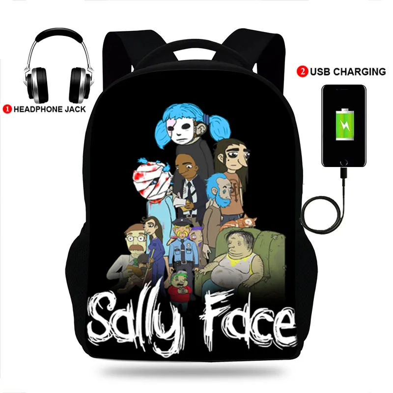 

Рюкзак с USB-зарядкой для мальчиков и девочек, школьные ранцы для книг с принтом лиц для подростков