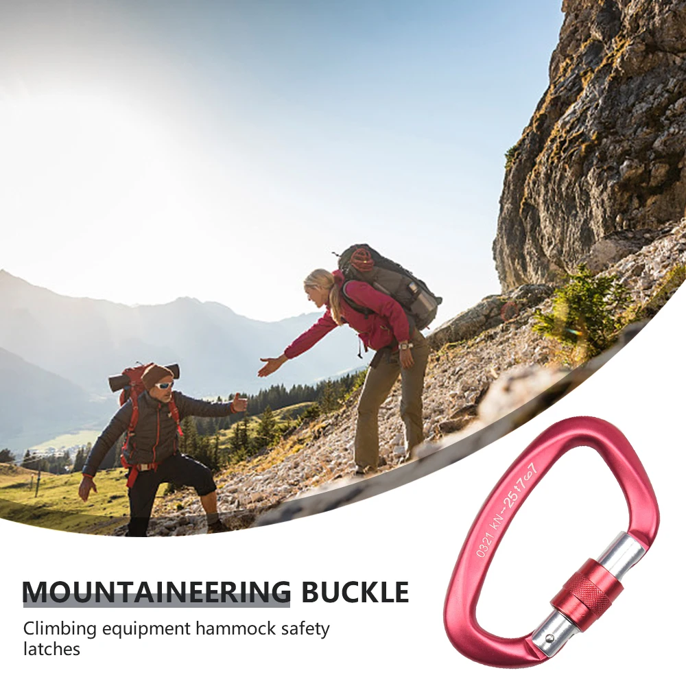 

1pcs 25KN Carabiner D Shape 7075 Aluminum Safety Buckle Master Screw Lock Carabiner for Climbing Hammock Security Lock Buckle