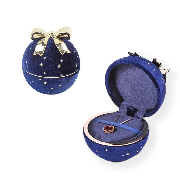 

Round Jewelry Box Creative Velvet Bow Ring Box Jewelry Boxes jewelry Packaging For Ring Earring Pendant Organizer
