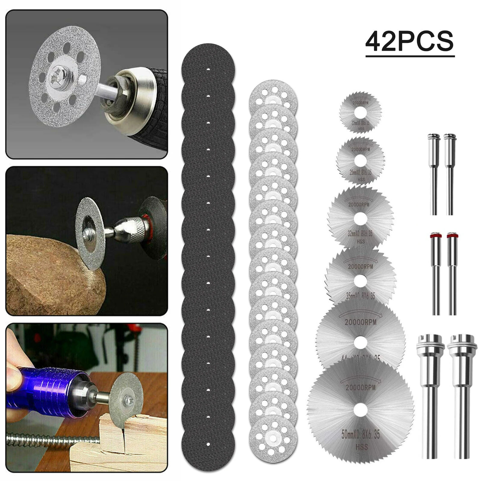 

42pcs Diamond Saw Blade Set HSS Mini Circular Saw Blade For Dremel Rotary Tools Resin Cut-Off Wheels Diamond Cutting Discs