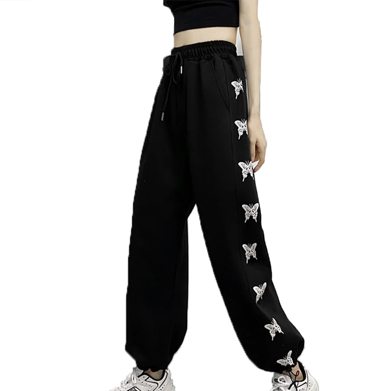 

2021 Pants & Capris Women Cargo Harem Fashion Punk Pockets Jogger Trousers with Chain Harajuku Elastics High Waist Streetwear