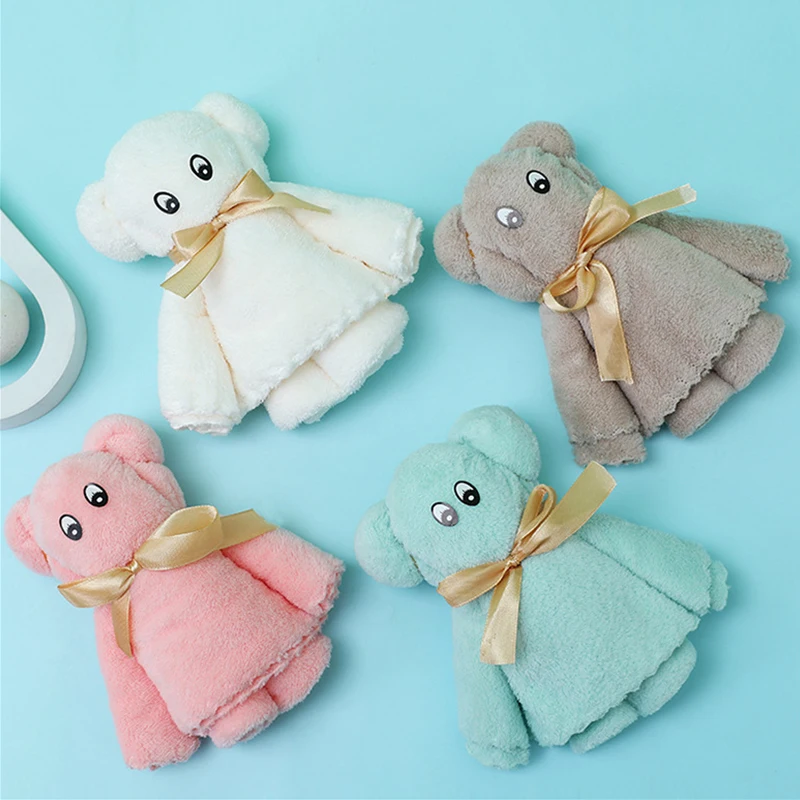 

Cartoon Bear Coral Fleece Face Towel Absorbent Home Shower Towels Small Gift Wedding Ceremony Soft Comfortable Home Textiles