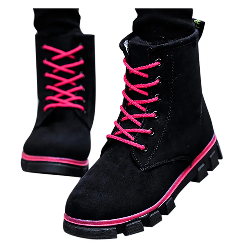 Зимние ботинки женская замшевая обувь на плоской подошве со шнуровкой теплые с