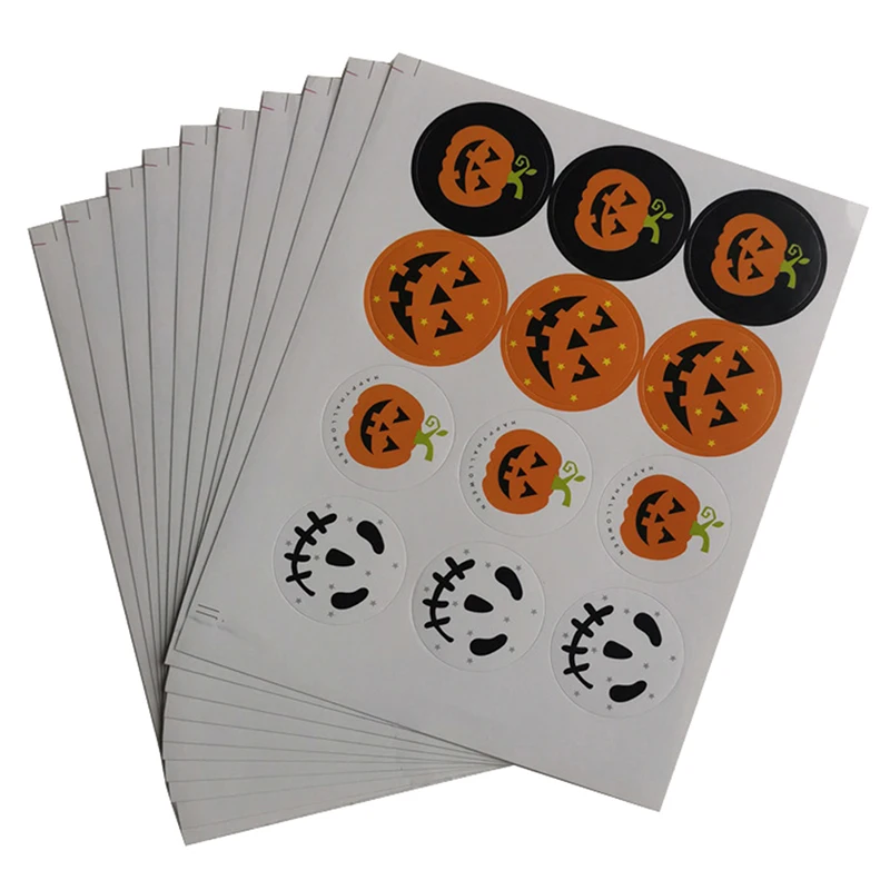 Хэллоуин Бумажные этикетки наклейки Тыква Круглые конфетный мешок коробка