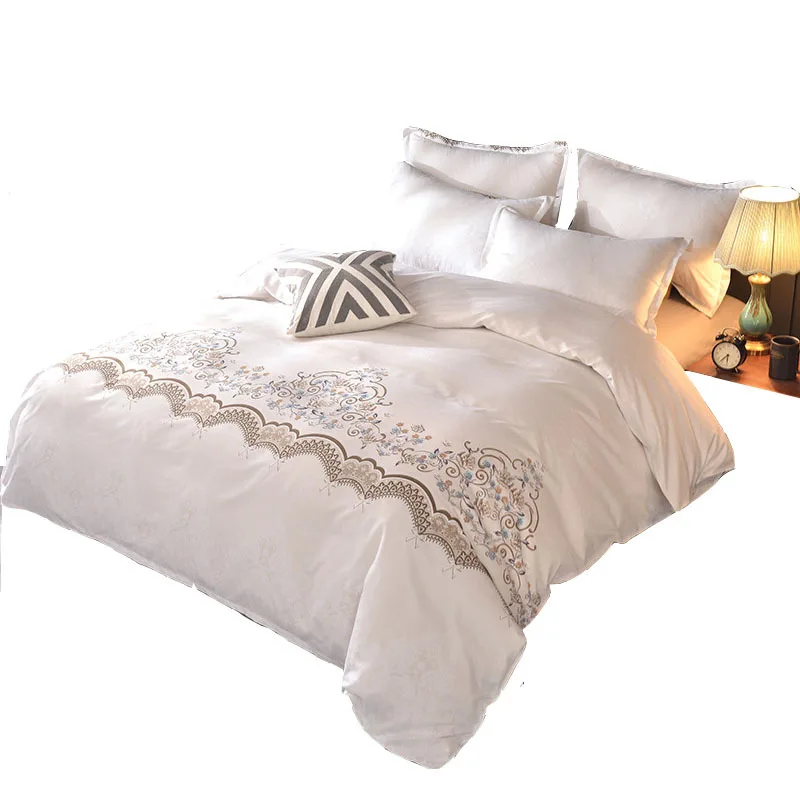 

Luxury King Queen Size Bedding Sets Floral Jacquard Printed Bed Linen Duvet Cover Set Quilt Covers Bedclothes No Bed Sheet