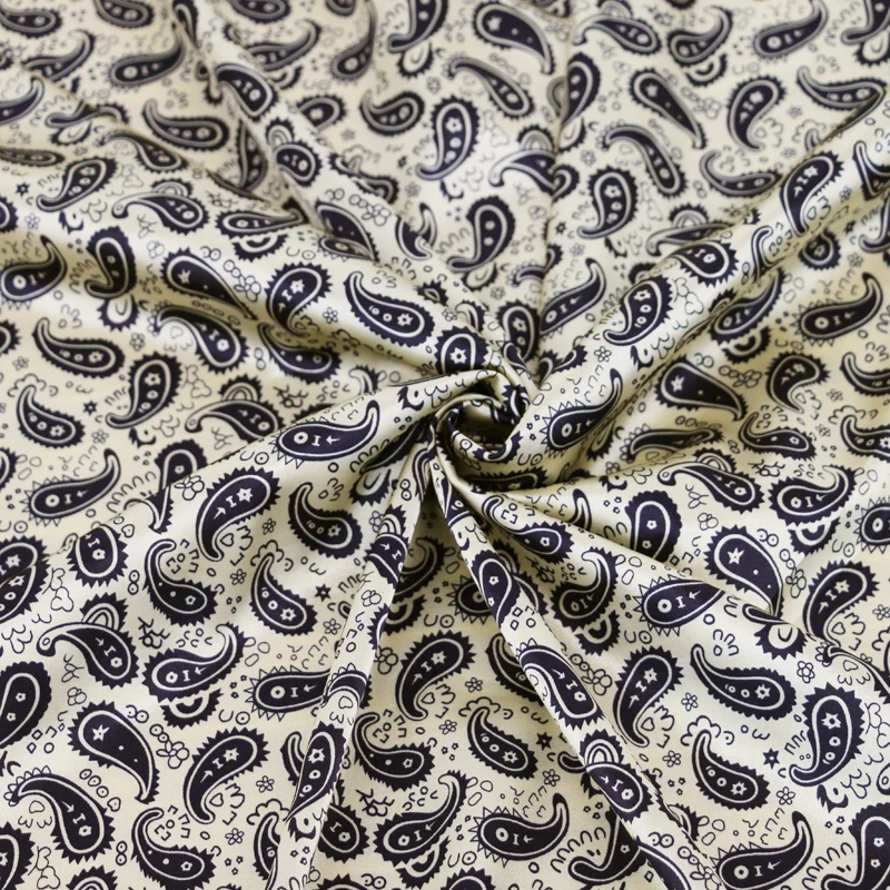 Метр атласный печатный материал мягкий текстиль платье ткань ретро Пейсли|fabric