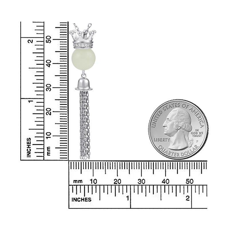 

925 Sterling Silver Crown Pendant Chain Luminous Tassel Necklace with Glowing Ball For Women Fine Jewelry women New Year Gifts