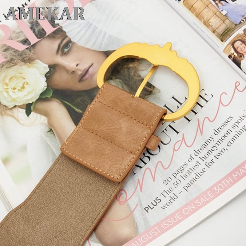 

2021 Fashion Designer Belts PU Leather Jeans Wide Belt for Women Luxury Waistband Gold Buckle Waist Strap ceinture femme