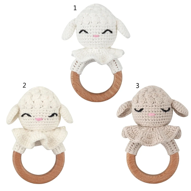 

Baby Rattle Safe Wooden Toys Safe Wooden Toddler Teether Pain During Teething Natural Crochet Teether Toy