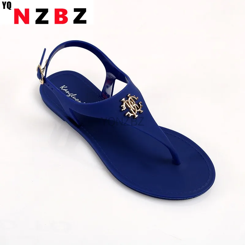 

2021 New Women Sandals Summer Fashion Peep Toe Jelly Flip Flops buckle Non-slip Flat Sandals Woman sandalia feminina