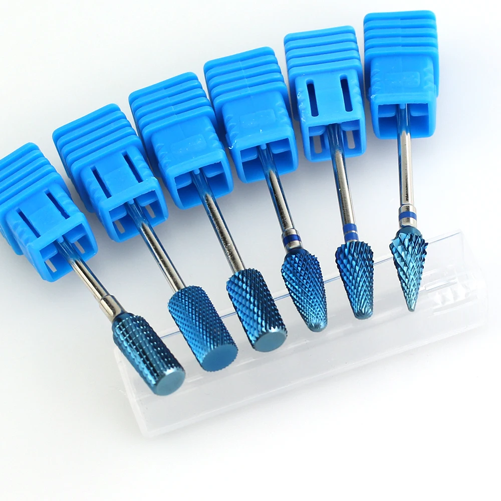ERUIKA, 6 типов, синий вольфрамовый карбид, дрель для ногтей, Электрический Маникюрный станок, аксессуары, фрезы, инструменты для маникюра