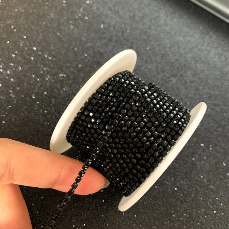 2 мм Цветные однорядные стеклянные стразы цепочка изумрудные Стразы diy свадебные