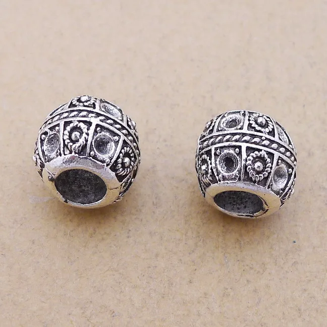 

Jewelry Making Supplies Retro Big Beads Antique Silver Color 11*12mm 3 Pieces