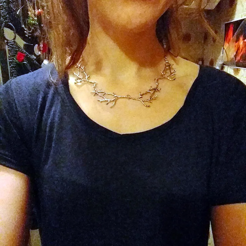 Винтажное серебряное ожерелье ветка в скандинавском стиле панк виде лесных