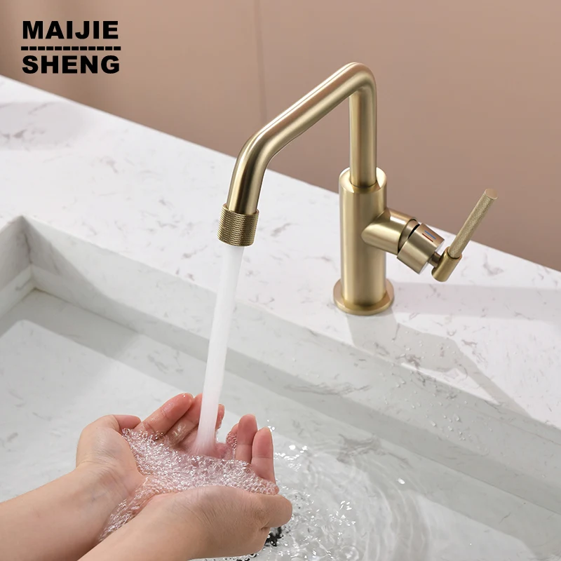 

Luxury Bathroom Faucets Basin Mixer Sink Faucet Gourmet Washbasin Taps Water Tap Hot Cold Tapware Brushed Golden Brass