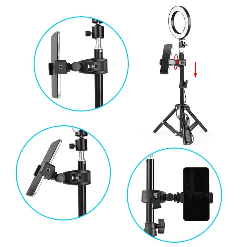 Перенесного штатива селфи палка с защитой от повреждений и кольцом для