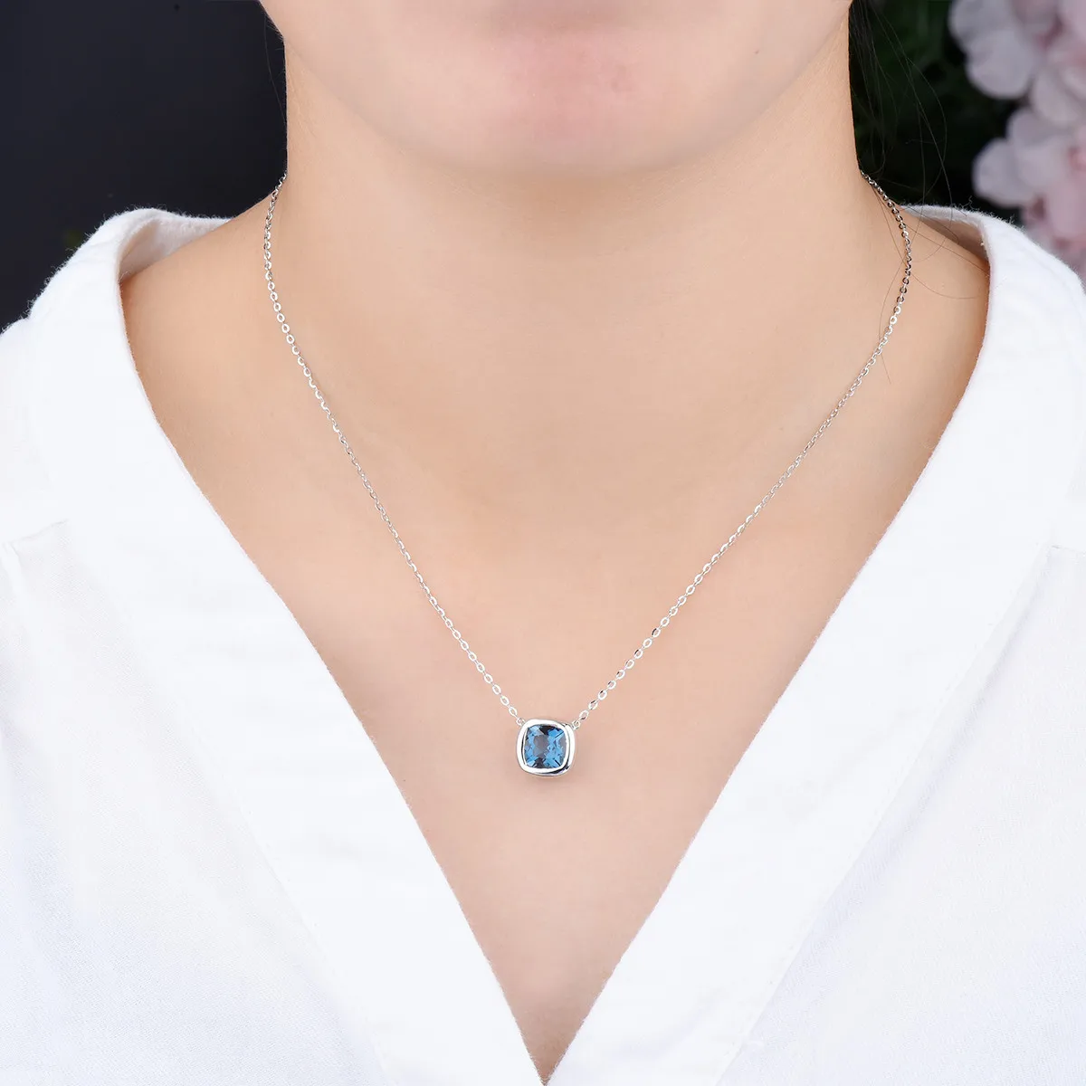 LP 7 мм натуральный синий топаз ожерелье для женщин белый драгоценный камень