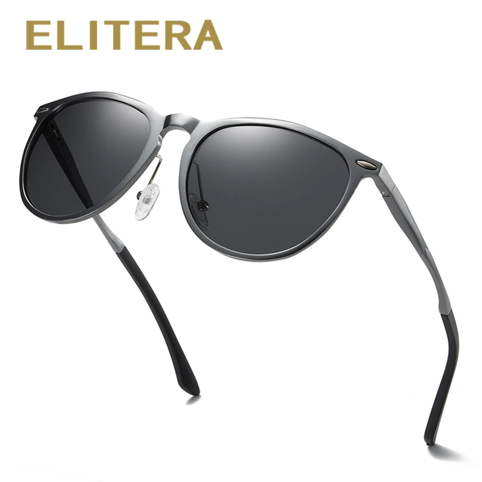 Солнцезащитные очки с поляризацией и заклепками в овальной оправе|Мужские