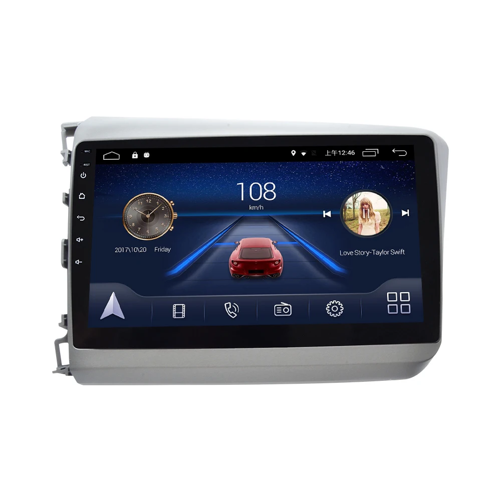 4G Lte Android 9,0 gps Мультимедийная навигационная система для Honda Civic 2012 13 14 лет автомобильный dvd-плеер монитор подголовник радио
