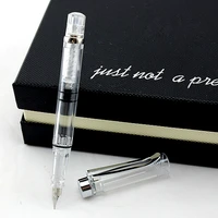 1 pieces transparent fountain pen 0 38mm high quality writing calligraphy pen ink oblique metal nib for school office supplie