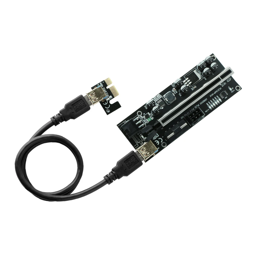 6x Ubit PCI Express адаптер USB3.0 VER010S-Plus LED PCI-E кабель расширения 6pin Sata 1x до 16x карта для