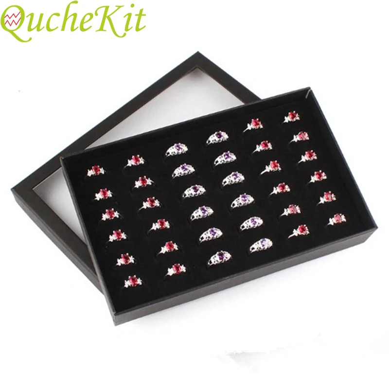 

36 Slots Transparent Window Jewelry Organizer Holder Ring Storage Display Box Earrings Holder Jewelry Showcase Stand Rack