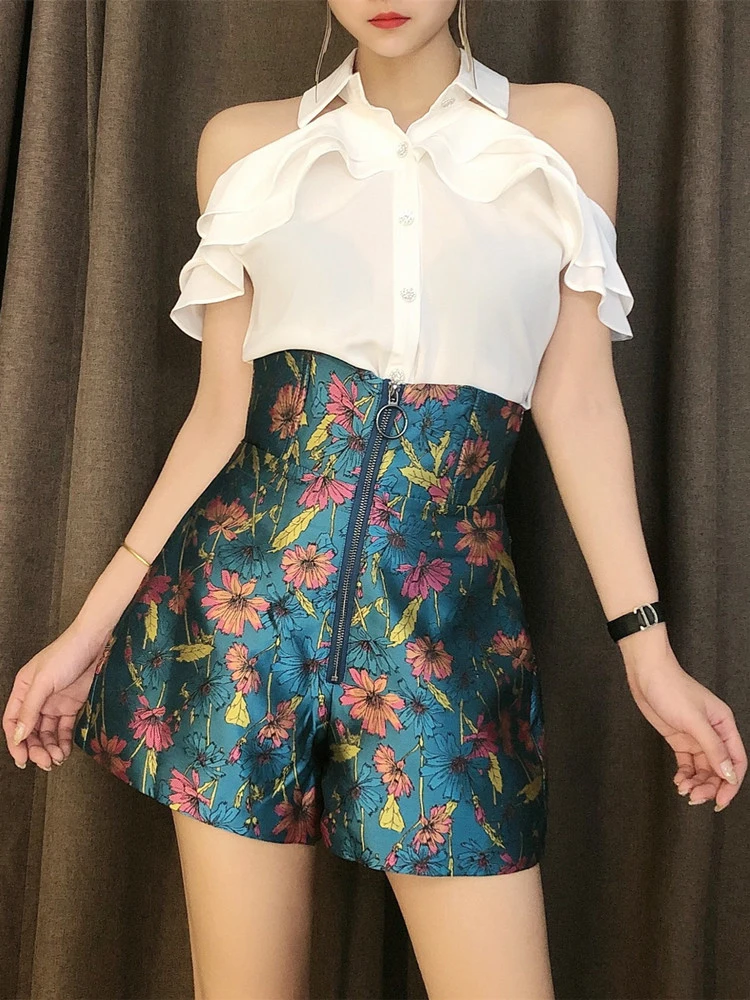 

DEAT Women Wide Legs Shorts New Arrivals High Waist Temperament Fashion All Match Summer autumn Zippers 2021 11D1470