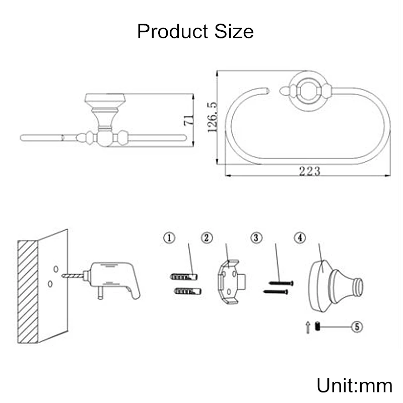 Держатель для полотенец из латуни полированный золотистого цвета |