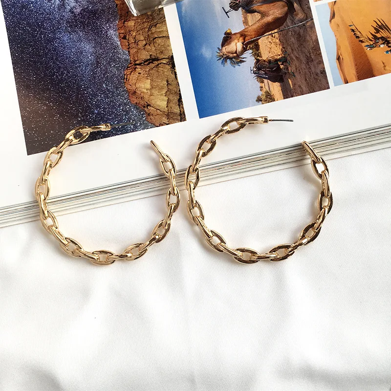 

Big Hoop Earrings Gold Hoop Earrings Round Circle Minimalist Earring for Women Trendy Fashion Aretes Mujer Pendientes Oorbellen