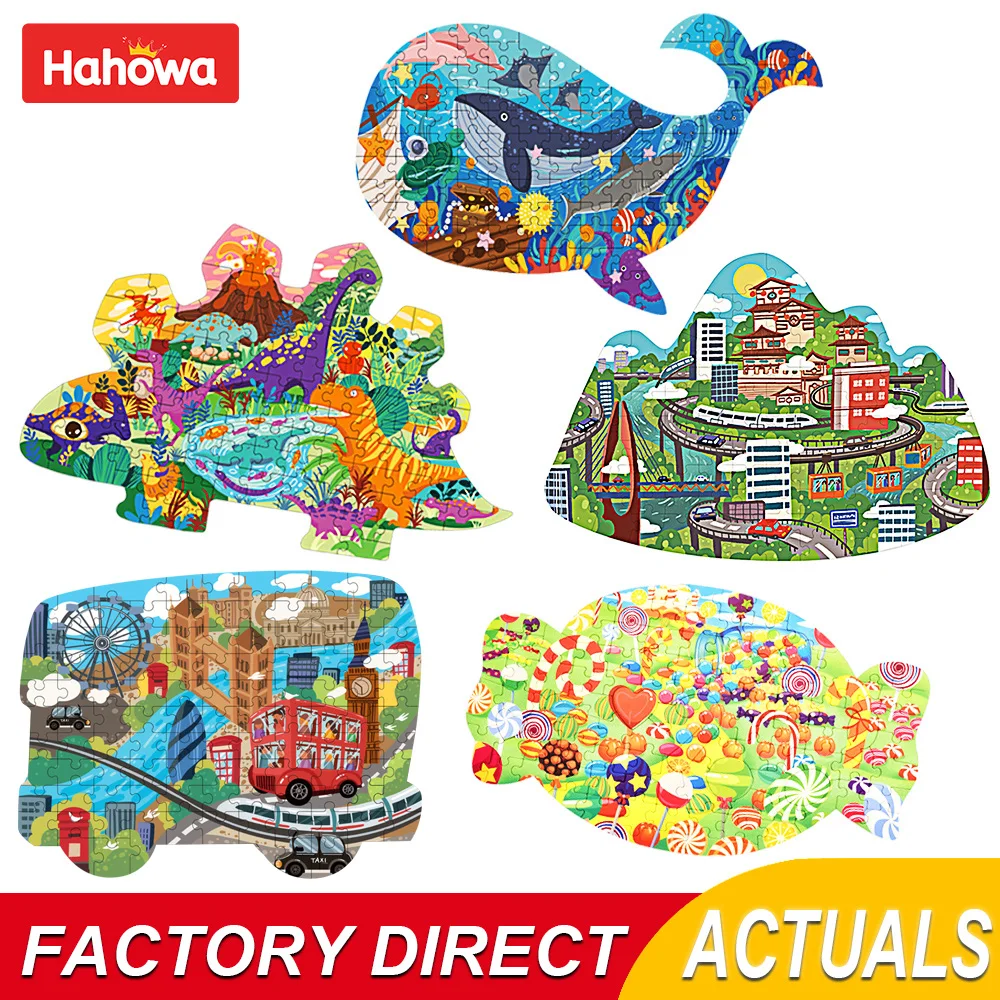 Hahowa Dinosaur Puzzle Child City Animal Shapes Jigsaw Puzzles For Kids Educational Toy Education Toys For Children Xmas Gifts