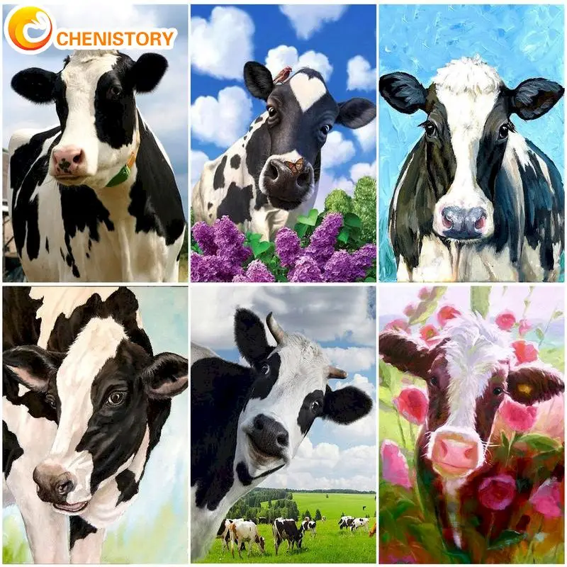 

Набор для рисования по номерам на холсте корова, с животными