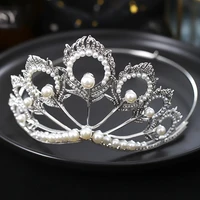 shiny faux pearl princess crown crystal hair tiara women bridal party wedding headdress accessories x7xb