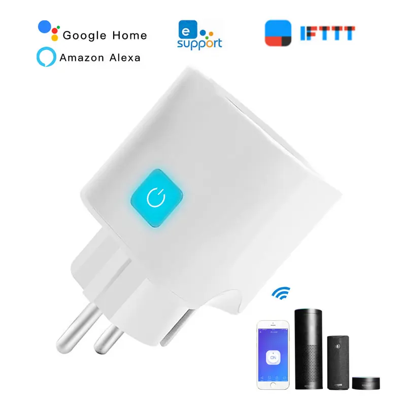 Smart WiFi Plug EU 10A Ewelink App Remote Voice Control Power Monitor Socket Outlet Timing Function Works With Alexa Google Home wifi smart plug mini wifi socket works with alexa echo google home smartthings app remote control timer plug 10a