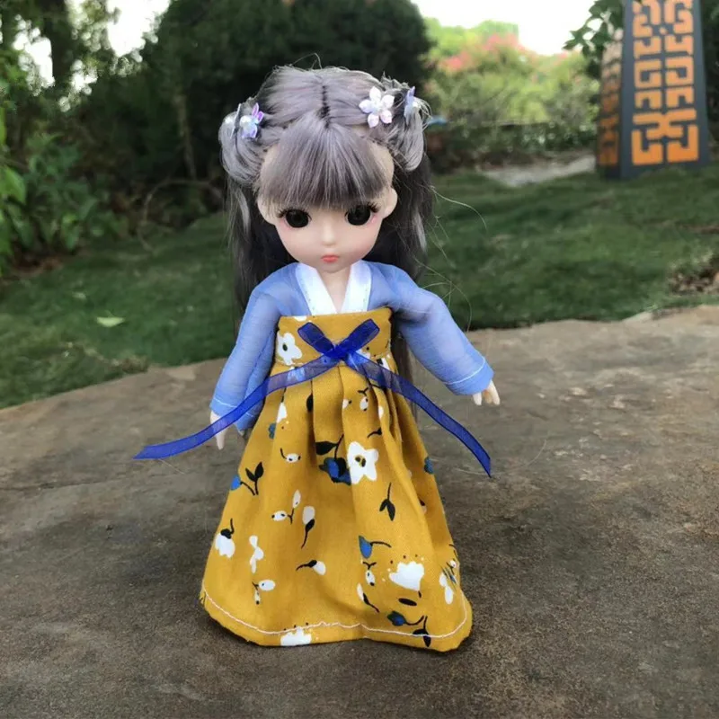 

New 16cm BJD Mini Doll with 13 Movable Joints Chinese Style 3D Eyes Beautiful Dolls and Clothes Dress Up Dolls Toys For Girls