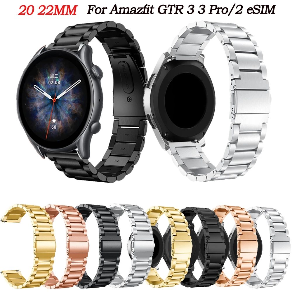 

Металлический ремешок для смарт-часов Xiaomi Amazfit GTS 3/GTS2 Mini/GTR 42/47 мм/GTR 3/3 Pro, браслет из нержавеющей стали Easyfit