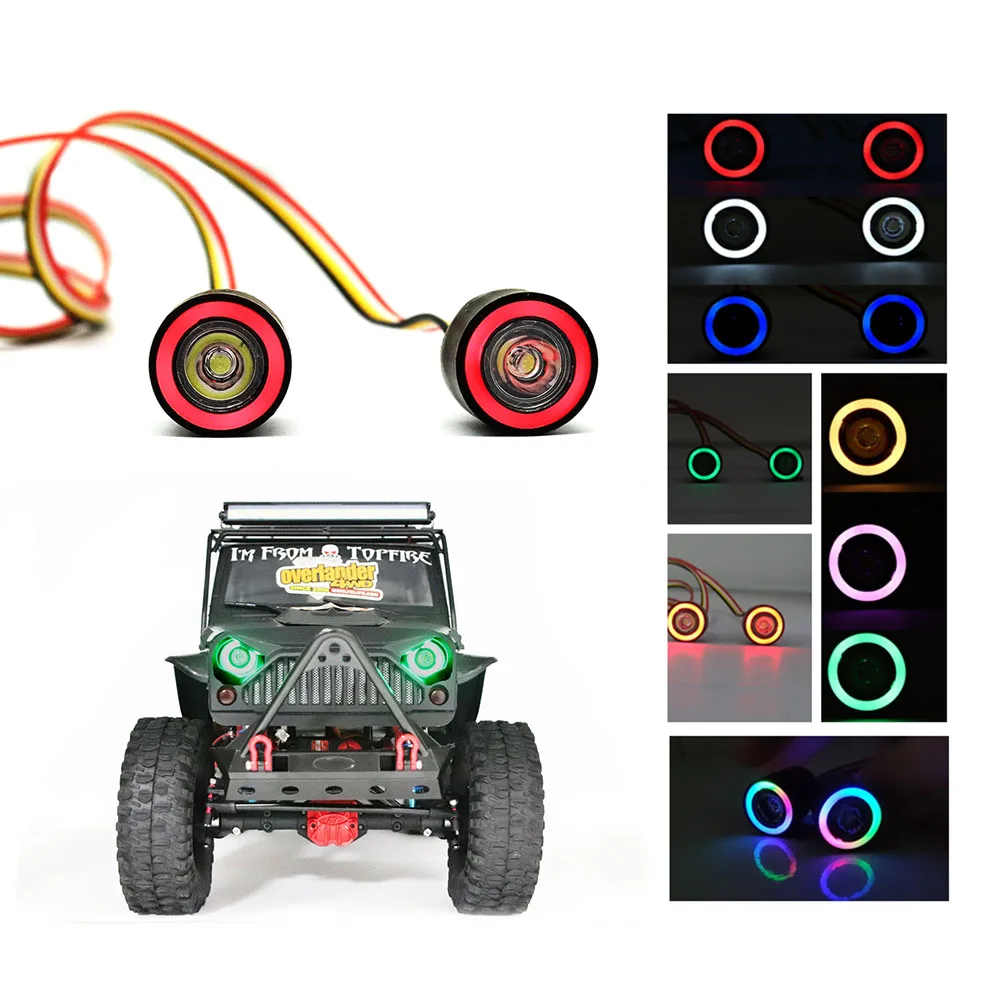 

Разноцветные разноцветные светодиодные лампы «ангельские глазки» RGB с кабелем 58 см для радиоуправляемого гусеничного автомобиля 1/10 SCX10 TRX4 ...