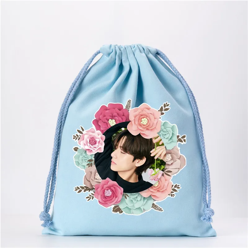 

1 Pcs Kpop Bangtan Boys BE Album Series Drawstring Pocket Spring Photo Pure Color Storage Bag Simple Closing Drawstring Bag Gift