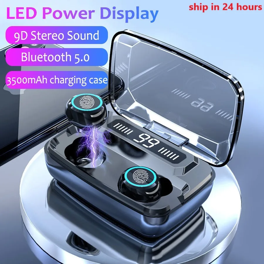 3500mAh LED Bluetooth Wireless Earphones Headphones Earbuds TWS Touch Control Sport Headset Noise Cancel Earphone Headphone | Электроника