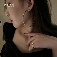 fyuan fashion big round crystal hoop earrings for women bijoux geometric rhinestone earrings statement jewelry party