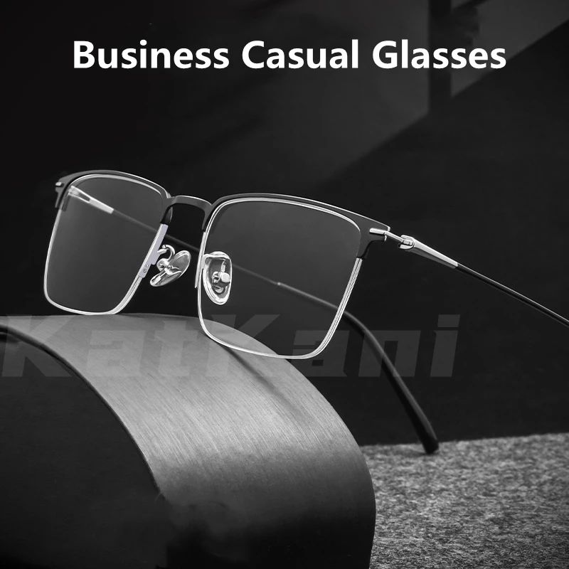 

KatKani Men Retro Business Full Frame/Half Frame Eyeglasses Frame Ultra Light High Quality Alloy Optical Prescription Frame 0606