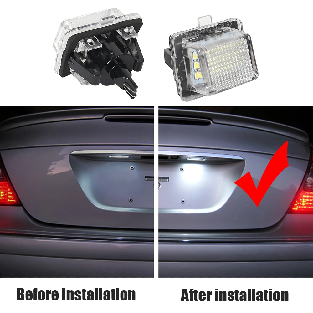 2X LED Car License Plate Light Accessories For Mercedes Benz W204 S204 W212 S212 C207 W221 C216 CL550 CL600 CL63 C E S CL Class |