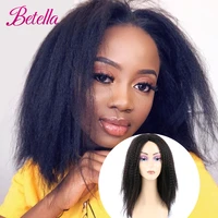 betella kinky curly afro hair wigs yaki straight wigs ombre synthetic wig for women medium part women black natural female wigs
