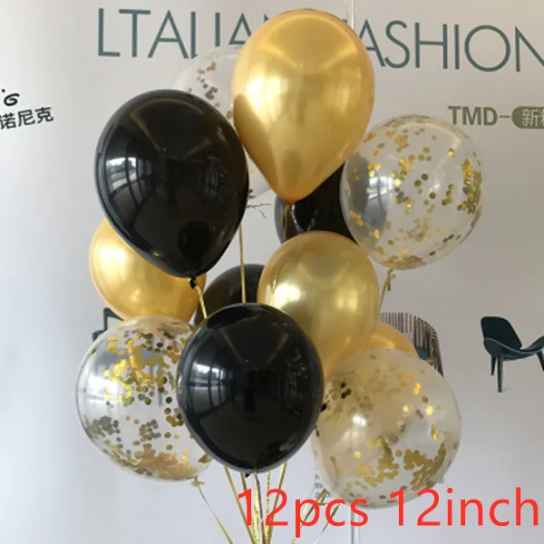 1pc party decoration black gold digital confetti mesh 4d balloon baby 2 years old birthday theme party decoration - Цвет: as picture
