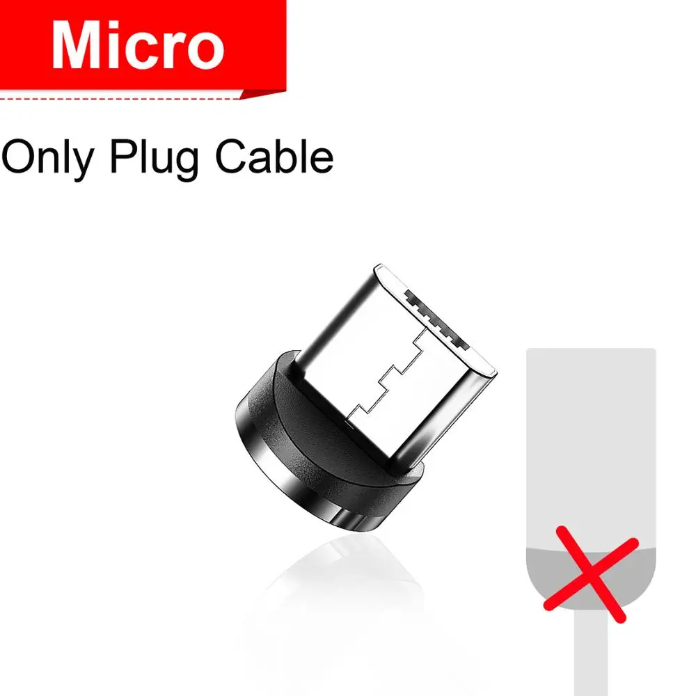 Udyr Магнитный Micro usb type C кабель для iphone samsung Android 2 м Быстрая зарядка магнит Зарядное устройство USB кабель провод для мобильного телефона шнур - Цвет: Only Micro Plug