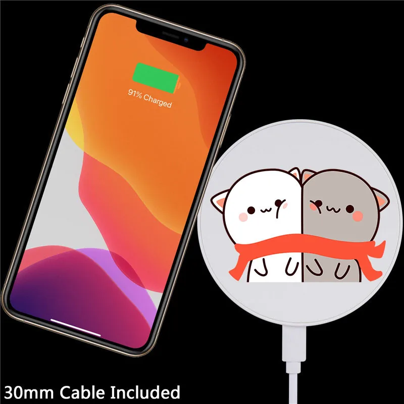 i love u couple cute gray cat wireless charger for iphoneairpods wireless charger portable charger for samsunghuawei xiaomi free global shipping