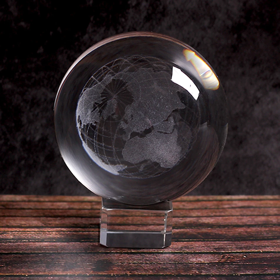 Earth Crystal base 6 см 3D земля Миниатюрная модель лазерное прозрачное гравированное шарообразный стеклянный хрустальный, круглый ремесло орнамент украшения дома Сфера подарок - Цвет: Earth Crystal base