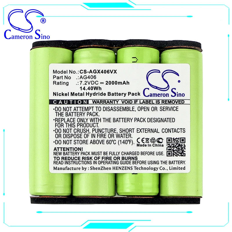 Аккумулятор Cameron Sino 2000 мАч Ni MH для пылесоса AEG Electrolux AG406 ZB4106WD Деталь № 90005510600 90016553200