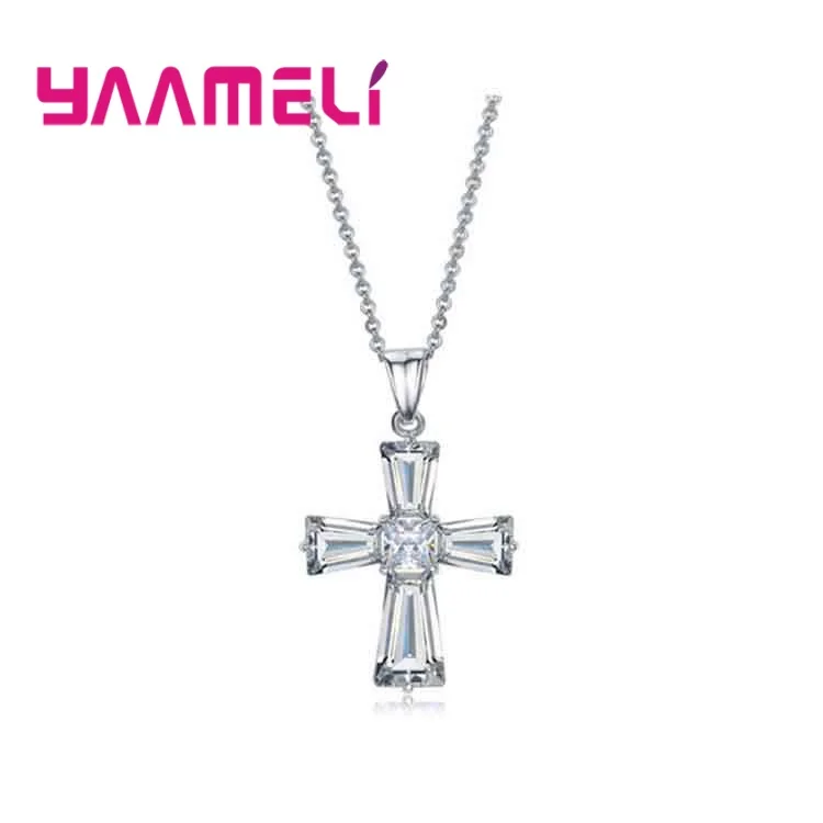 Оригинальное Серебро S925 пробы Женское и мужское ожерелье сияющий Фианит